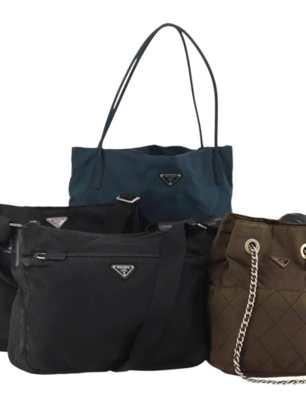PRADA Shoulder Bag Nylon 5 Set Blue Black Brown Auth